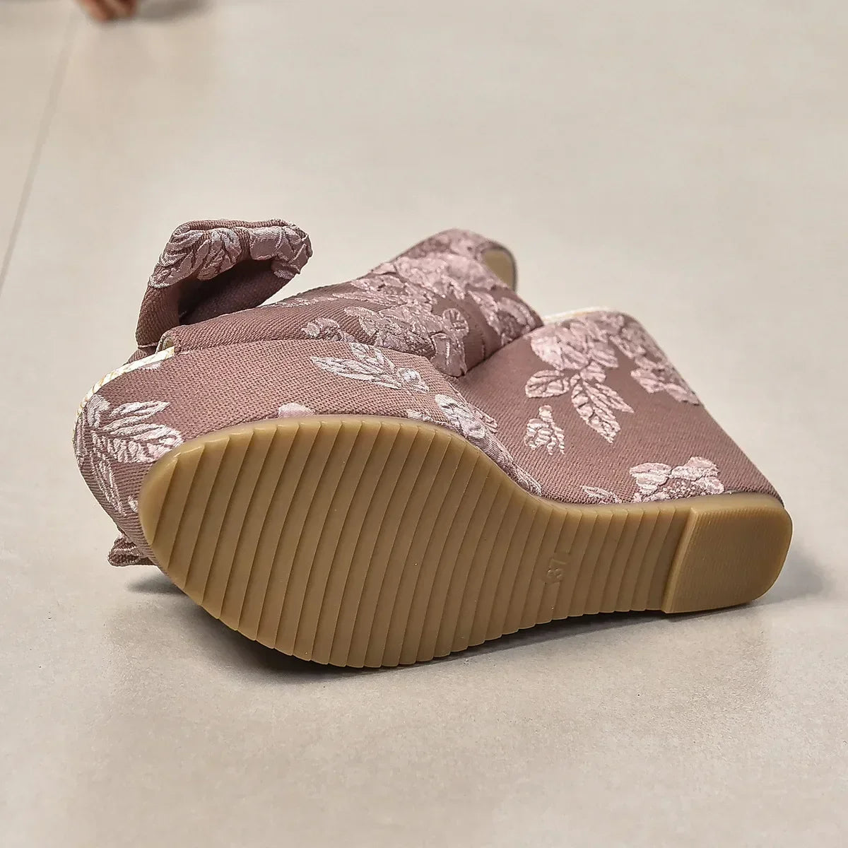 LIZAKOSHT  -  Slope Heel Sandals Female Summer New Bow Embroidery High-heeled Fish Mouth Shoes Thick Bottom Fashion Versatile Women Shoes