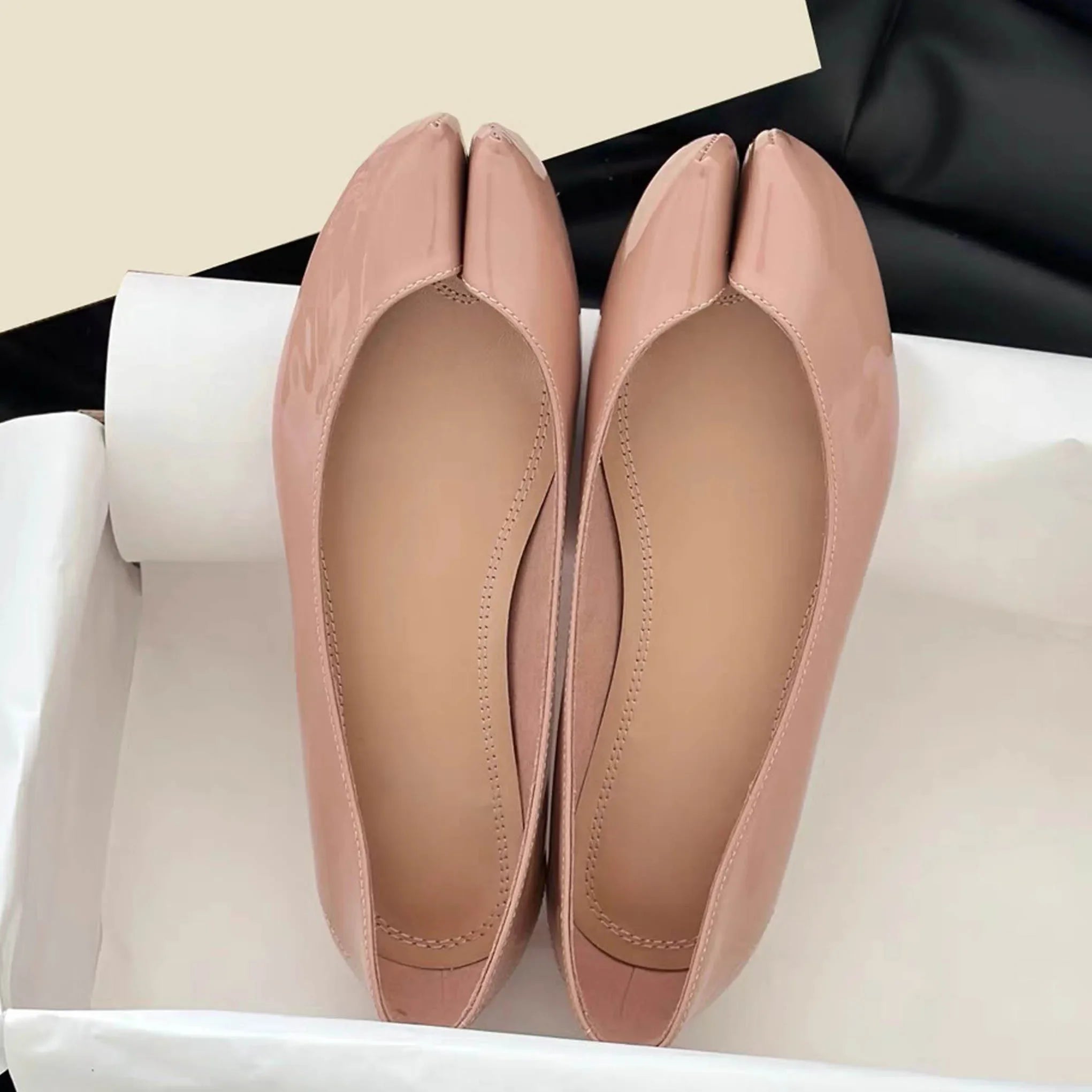 LIZAKOSHT  -  Spring Fashion Designer Clip Toe Patent Leather Women Pumps Elegant Sandals Flat Heels Comfortable Casual Mules Shoes