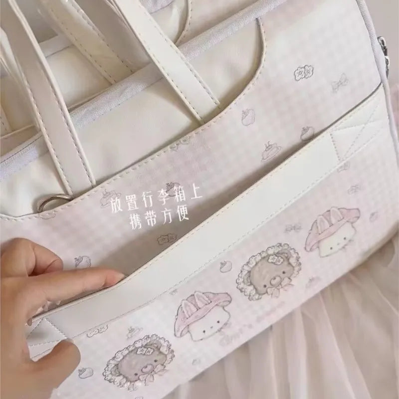 LIZAKOSHT  -  Ins Korean Sweet Cute Cartoon Print Laptop Bag Women MacBook Air Pro 13 14 15 16 Inch Laptop Sleeve Computer Tablet Pink Handbag