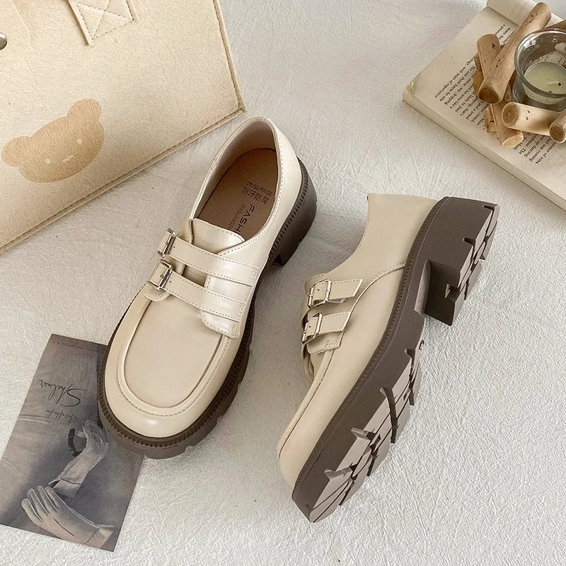 LIZAKOSHT  -  Shoes Woman Black Flats British Style Oxfords Casual Female Sneakers Ladies' Footwear Clogs Platform Shallow Mouth Loafers