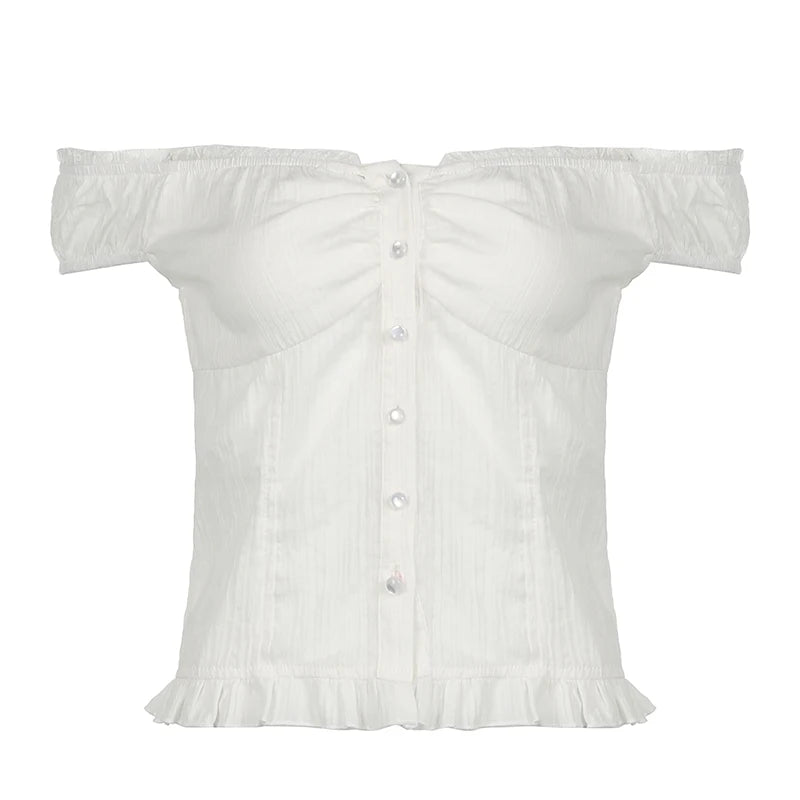 LIZAKOSHT  -  Lace-up Solid Sexy Button Tees Slim Casual All-match Harajuku Fashion Women's Top Korean Style Aesthetic Clothings