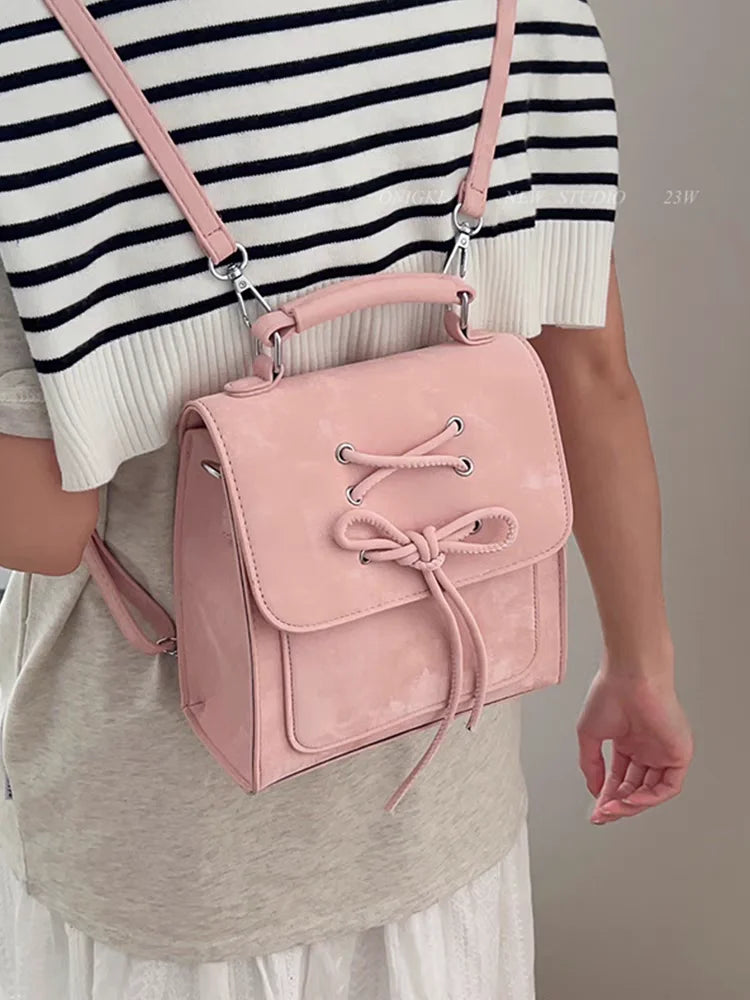 LIZAKOSHT  -  Preppy Style Korean Sweet Bow Backpack Women Fashion Cute Student Backpacks Versatile Casual Bags Travel