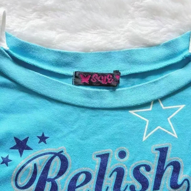 LIZAKOSHT  -  American Vintage Star Letter Printed Short Sleeve T-shirts Aesthetic Grunge Subcultural Tops & Tees Women Graphic T Shirts