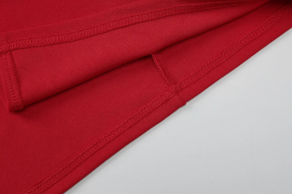 LIZAKOSHT  -  Women Sexy Halter Neck Sleeveless Solid Red Dress Lady Elegant Backless High Waist Ruched Tunics Slim Party Club Dresses