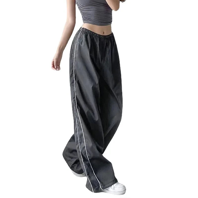 LIZAKOSHT  -  Fashion Vintage Baggy Cargo Pants for Women Y2K Drawstring Elastic Low Waist Parachute Pants Sweatpants Loose Hippie Pant