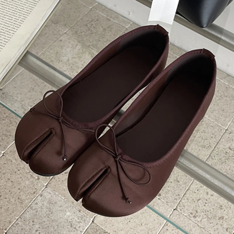 LIZAKOSHT  -  Cosy Soft Satin Split Clip Toe Flats Heels Woman Sandals High Quality Butterfly-kont Daily Dress Casual Shoes