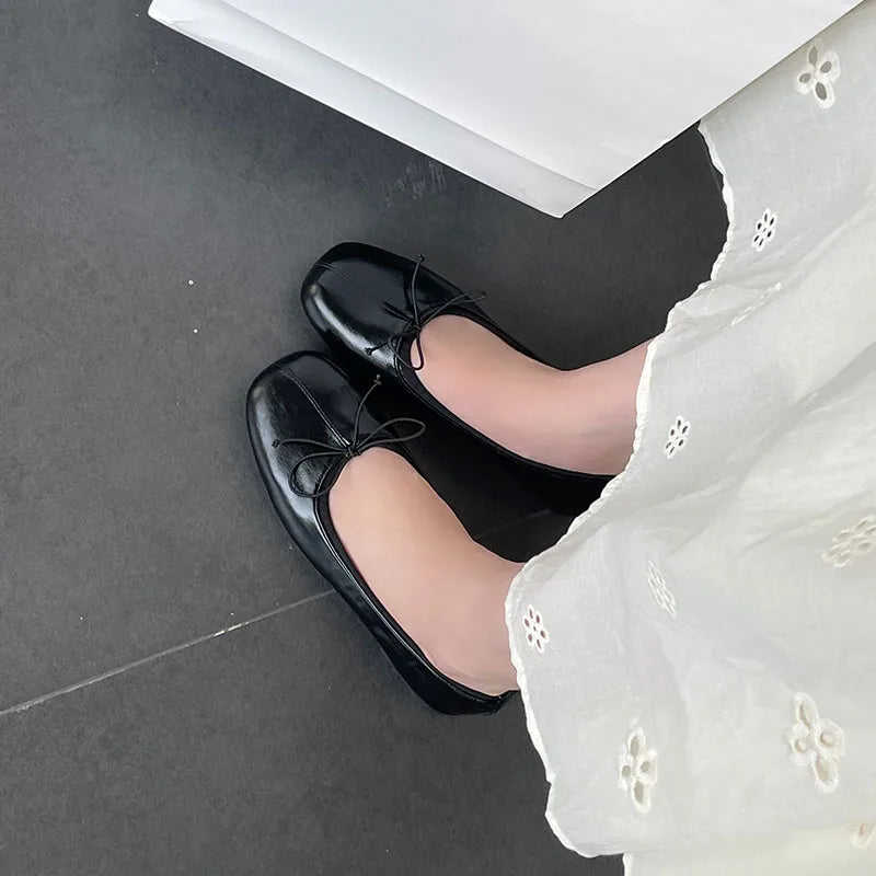 LIZAKOSHT  -  New Spring Autumn Fashion Ladies Shoes Ballet Flats Butterfly-Knot Soft Round Toe Female Dance Casual Women Flat Slip On Shoes