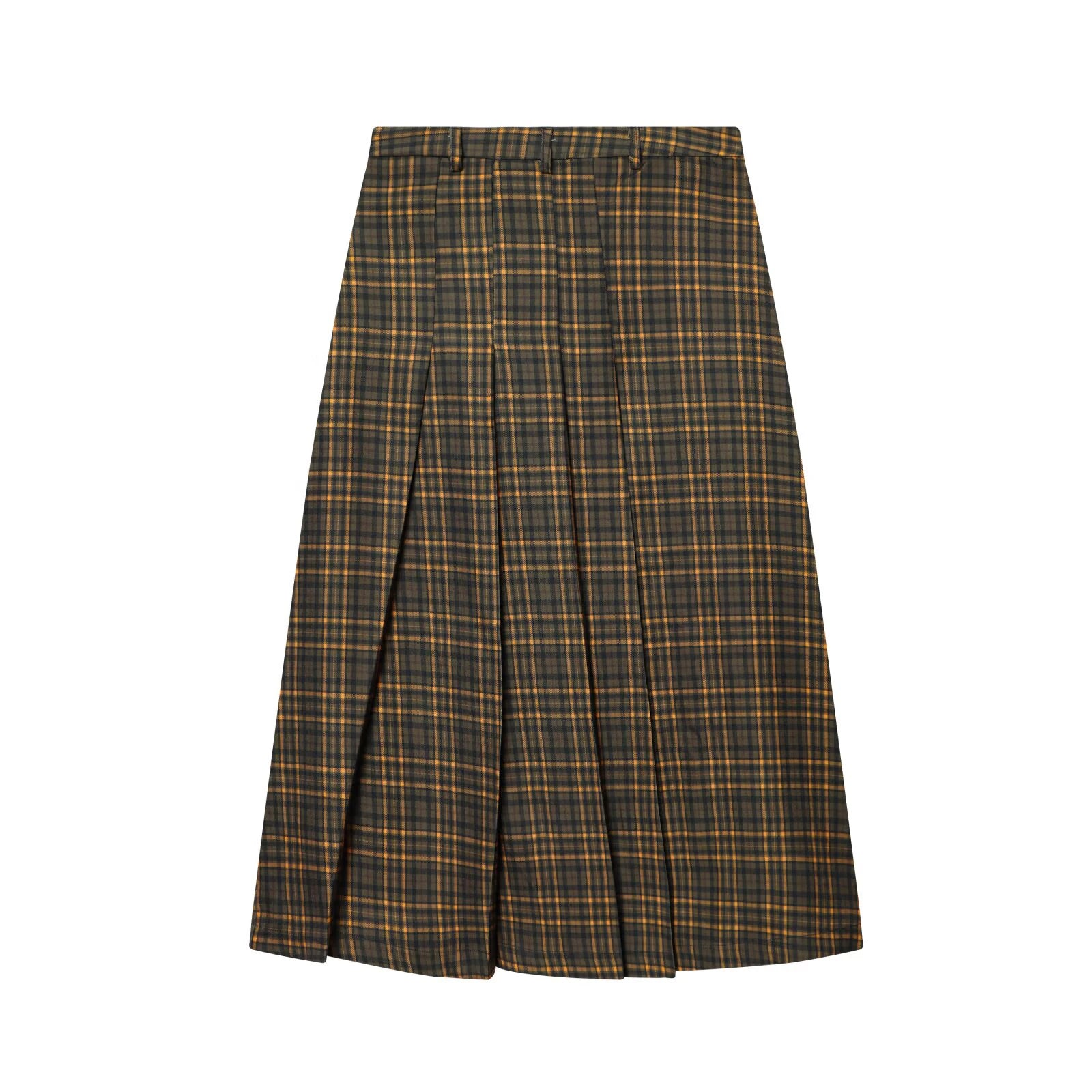 LIZAKOSHT  -  Spring Sweet and Spicy Style Loose High Waist A-line Button Decoration Medium length plaid Half length Skirt for Women