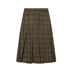 LIZAKOSHT  -  Spring Sweet and Spicy Style Loose High Waist A-line Button Decoration Medium length plaid Half length Skirt for Women