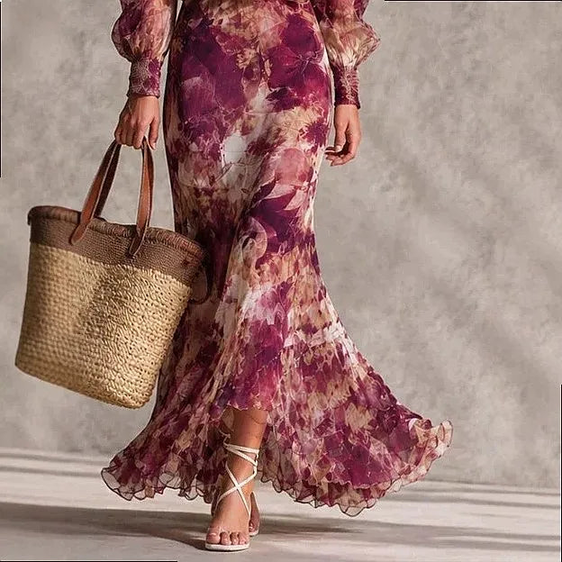 LIZAKOSHT  -  Summer Print Bubble Sleeve Tube Top Midi Dress Set Matching Jumpsuit Playsuit