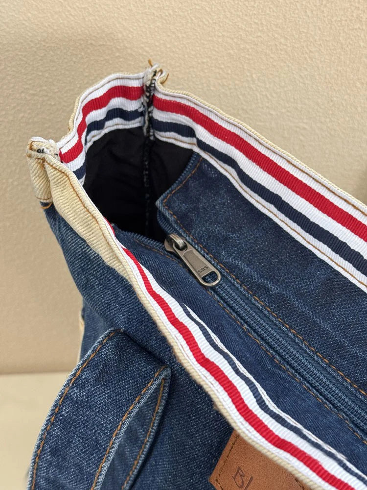 LIZAKOSHT  -  Women's Cowboy Shoulder Bag Shopping Bags Splicing Denim Handbag Fashion Simple Tote