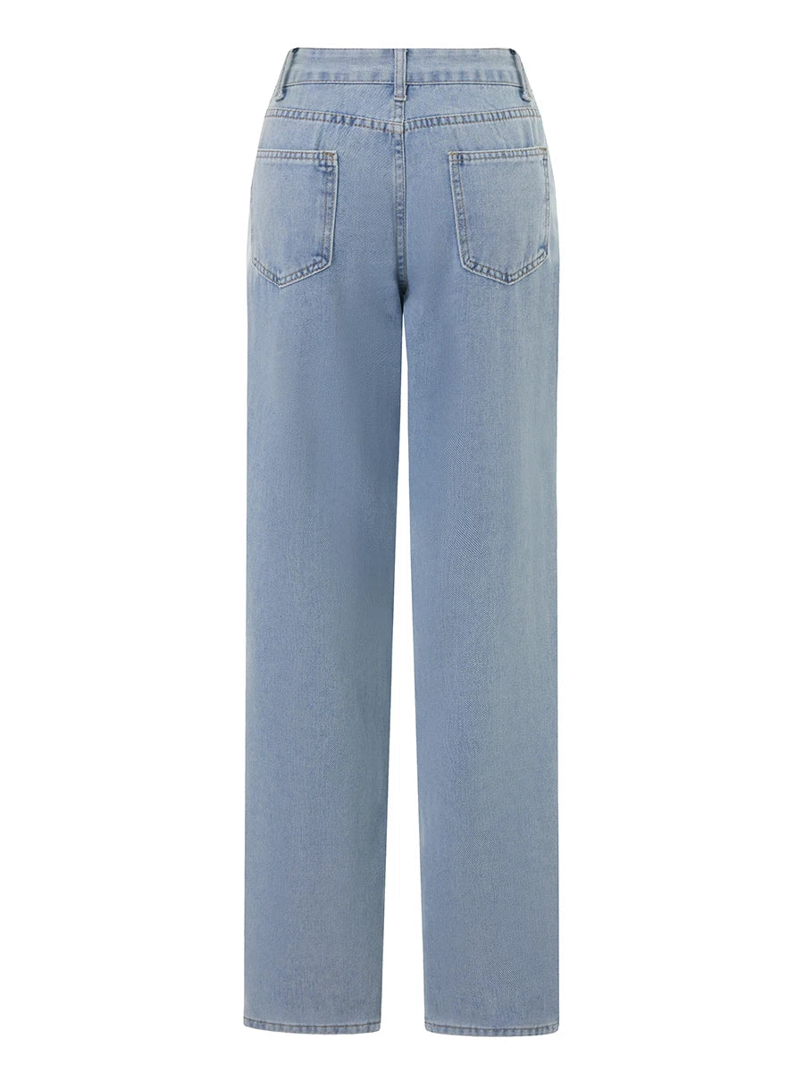 LIZAKOSHT  -  Women's Spring Summer Baggy Pants Y2K Vintage Low Waist Loose Straight Leg Denim Pants with Pockets Fashion Streetwear