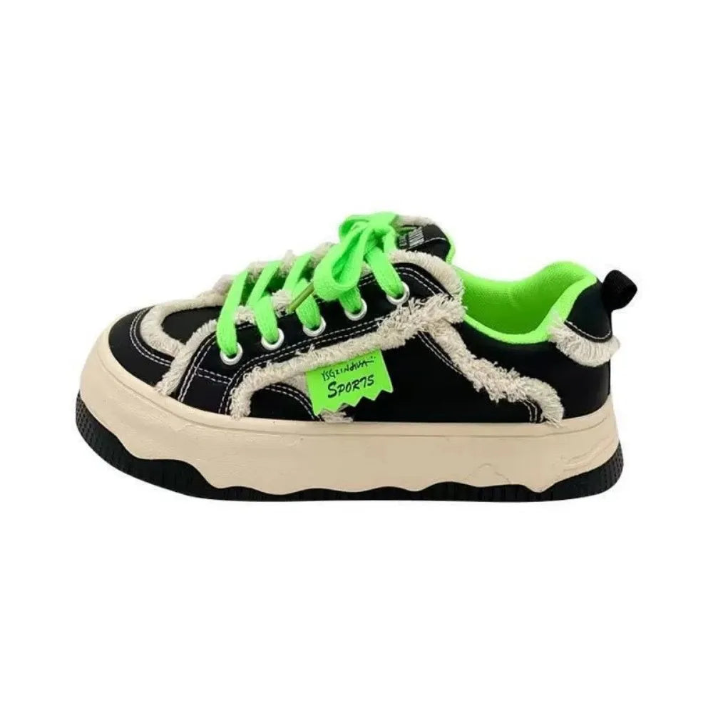 LIZAKOSHT  -  Color Match Platform Sneakers for Women 2024 New Designer PU Leather Raw Edge Sports Student Shoes Zapatos De Mujer