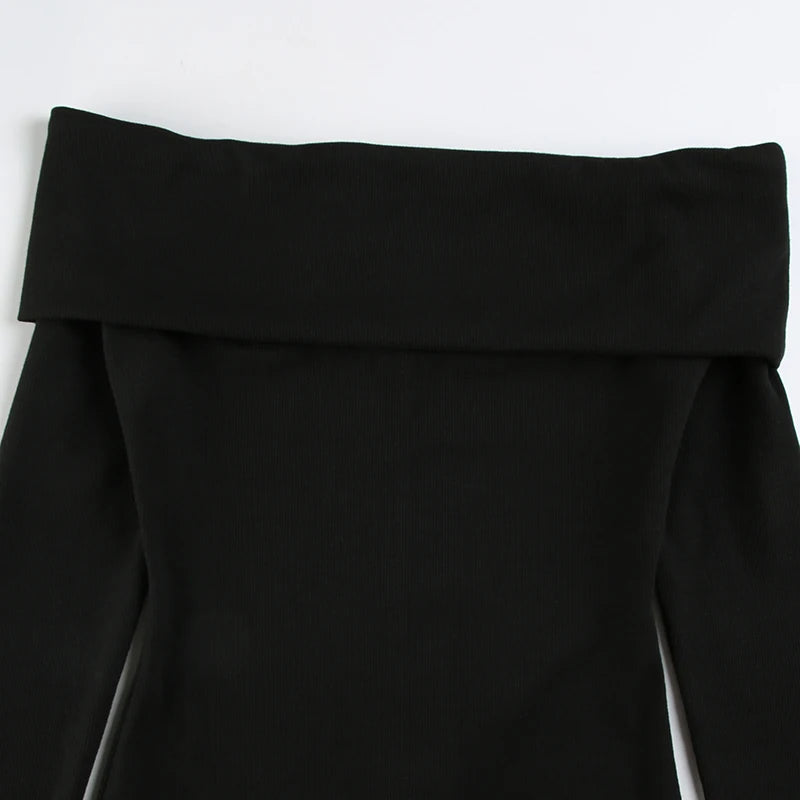 LIZAKOSHT  -  Elegant Fashion Casual Solid Playsuits Slim Slash Neck Long Sleeve Rompers Women Autumn Spring Streetwear Ladies