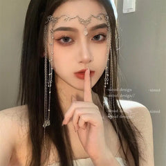 Lizakosht exotic headdress Hanfu tassel hair accessories ancient costume forehead eyebrows falling curtain veil