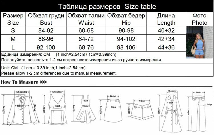 LIZAKOSHT  -  Solid Knitted Tracksuits 2 Piececs For Women Fashion Sexy Halter Sleeveless Sheath (Tops+Short) Streetwear Female Suits Set Slim