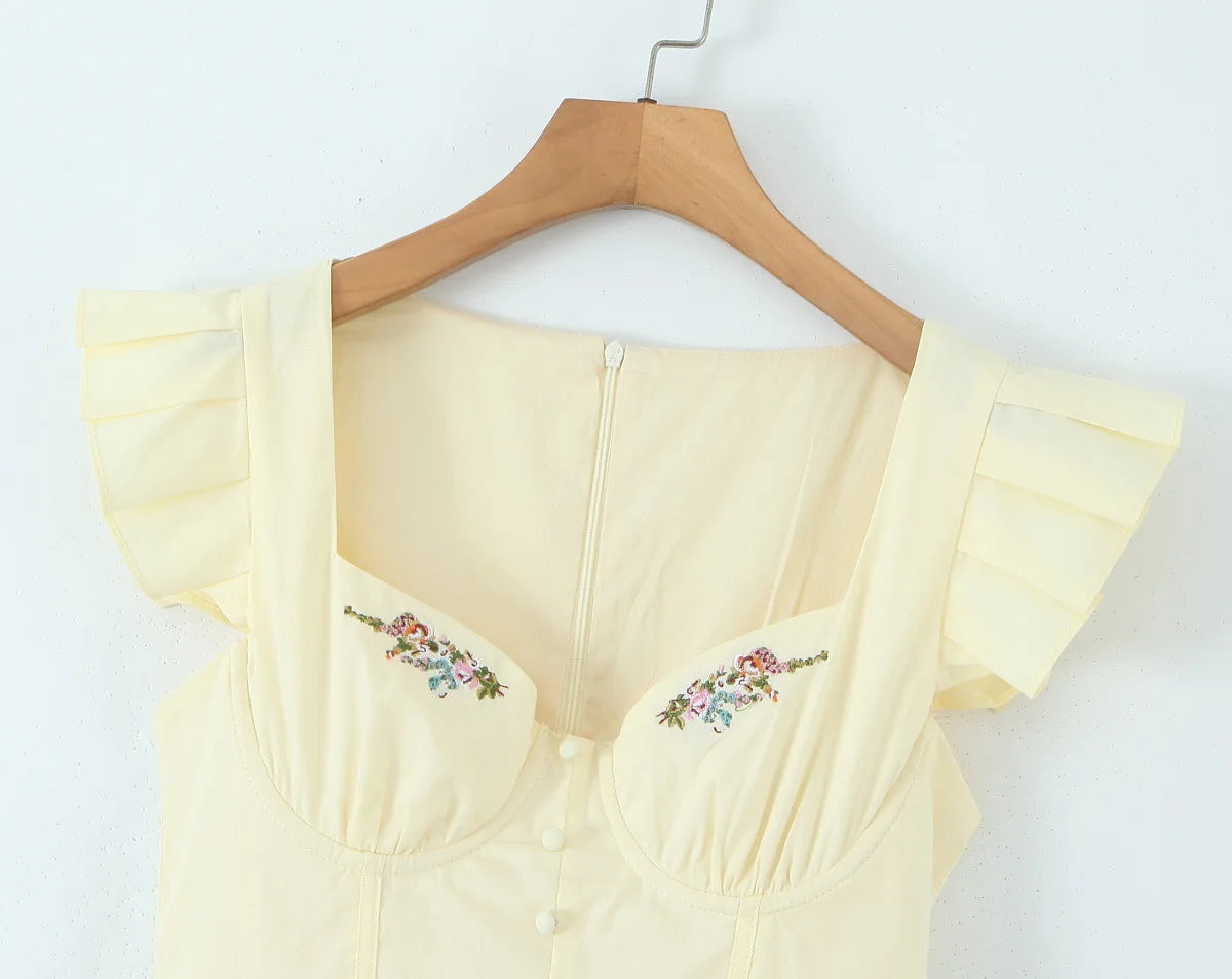 LIZAKOSHT  -  Fashion Embroidery Summer Sweet and Spicy Lace Stitching Embroidery Waist Strap Small Skirt