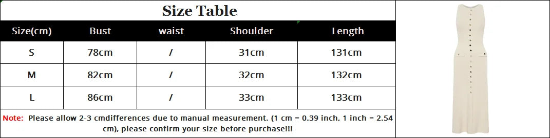 LIZAKOSHT  -  Summer Lady Knitted Single Breasted Long Dresses Women Solid Sleeveless O Neck Button Bodycon Party Female Vestidos