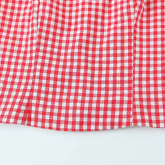 LIZAKOSHT  -  Women Strap Back Smocking Eloise Linen Top Tomato Check
