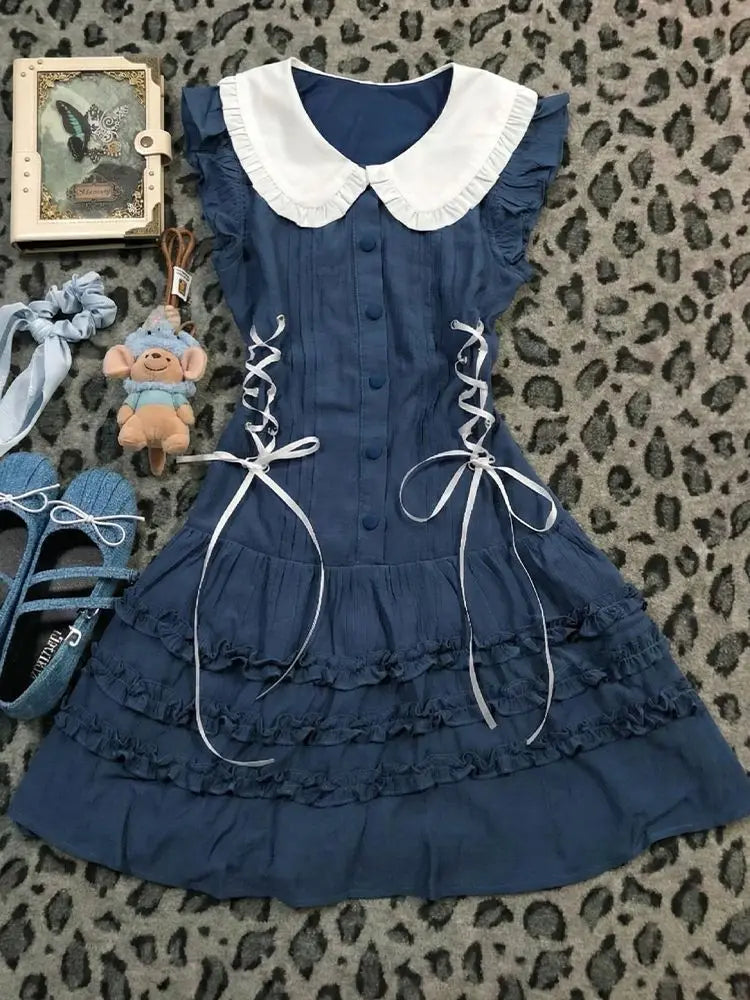 LIZAKOSHT  -  Sweet Women's Sress Sleeveless Slim Y2k 2000s Dresses Japanese Harajuku High Street Elegant Summer Fashion Mini Skirt Emo Grunge