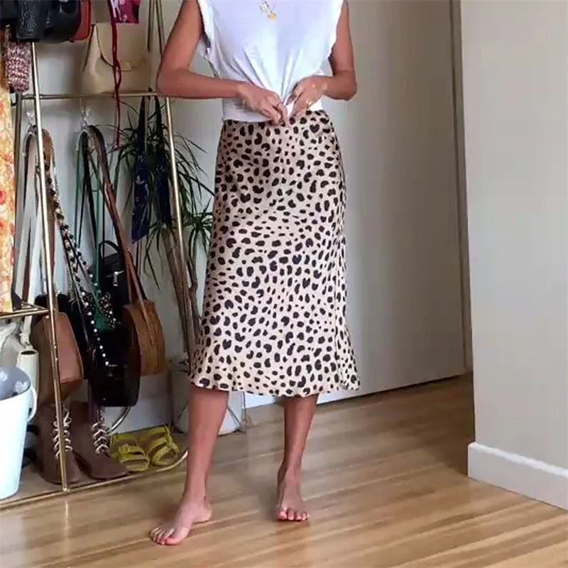 LIZAKOSHT  -  Satin Skirt Women Summer Clothes Solid Color High Waist Bodycon Midi Skirts Elegant Evening Party Skirts Streetwear