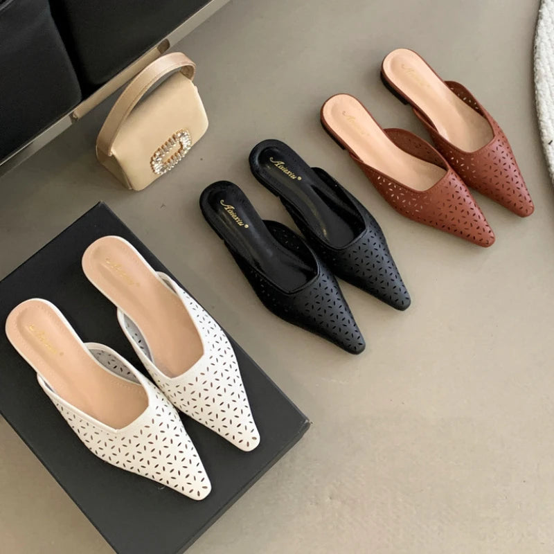 LIZAKOSHT  -  Summer New Flat Slippers for Women Hollow Comfort Soft Sole Slide Girl Non Slip Leisure Fashion Sandals Female Pantuflas Mujer