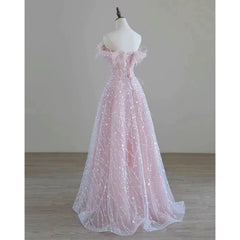 LIZAKOSHT  -  Elegant Pink Bridesmaid Dresses Feather Bow Beading Sequins Pearls Applique Strapless Long A-line Wedding Party Prom Gowns New