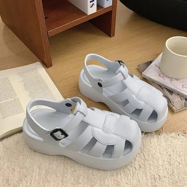 LIZAKOSHT  -  Shoes Ladies' Slippers Slipers Women Luxury Slides Fretwork Heels Platform Summer Designer Scandals House Slippers Platform