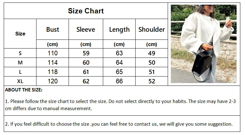 LIZAKOSHT  -  White Woolen Coat Women Autumn Winter Thick Warm Cardigan Jacket Female Fashion Casual Loose Long Sleeve High Street Outerwear