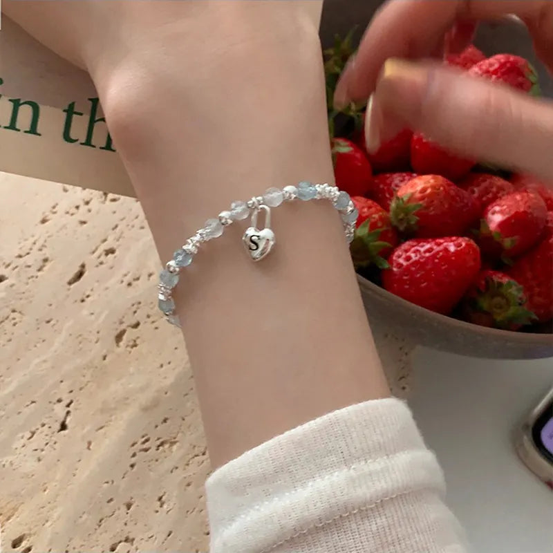 LIZAKOSHT Silver Pearl Handmade Geometry Bracelet for Women Girl Beading Korean Ins Jewelry Gift