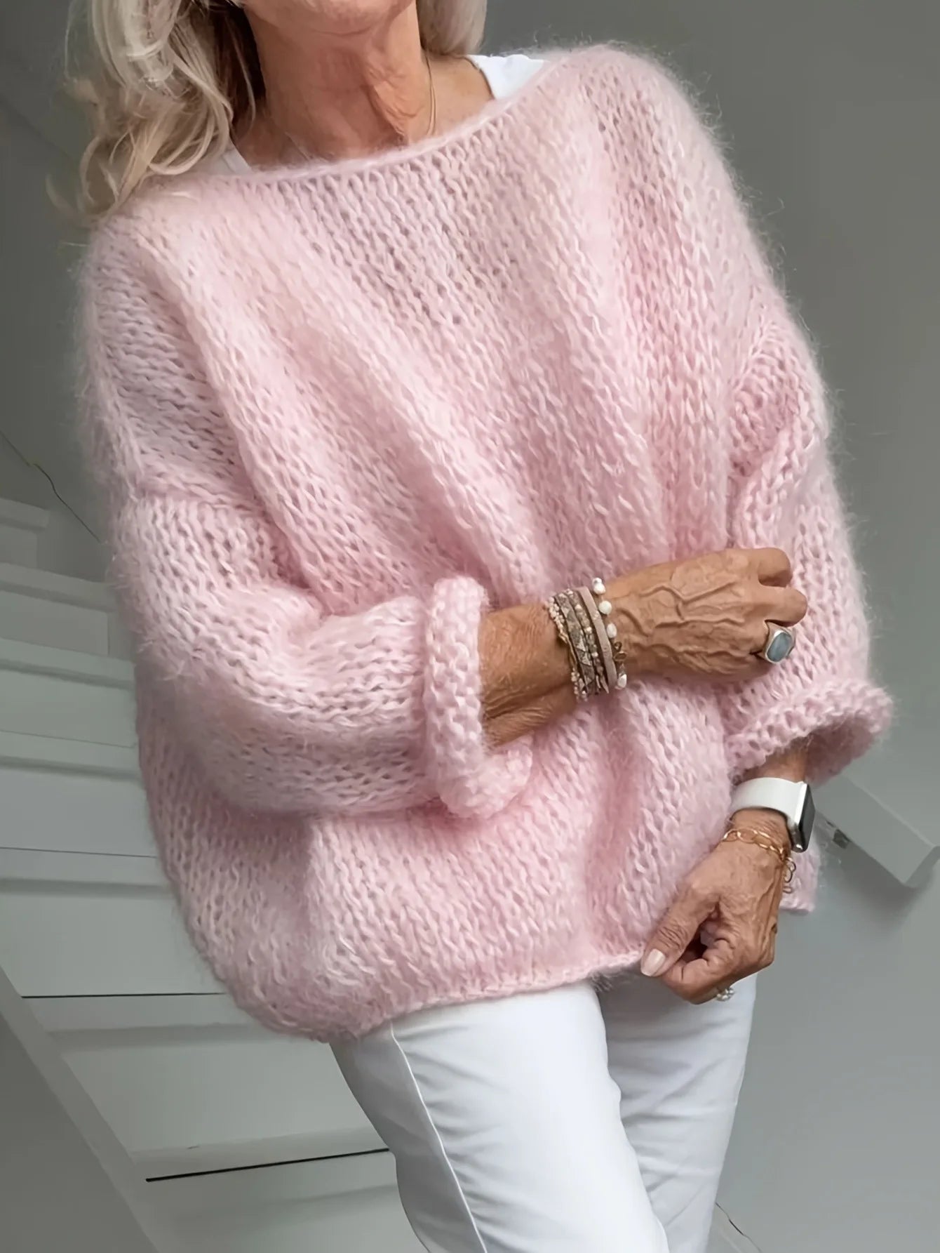 LIZAKOSHT  -  Pink Wool Sweater Women's Autumn and Winter Knitted Top, Casual Wool Women's Clothing