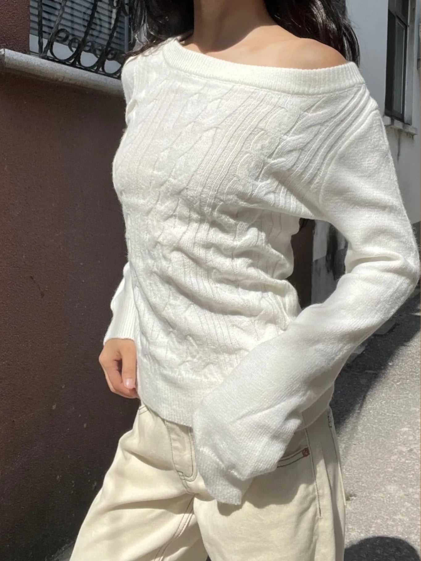 LIZAKOSHT  -  Twist Flower Slim Sweaters Woman Autum Slash Neck Long Sleeve Knitted Pullover Top Female Vintage Streetwear Jumper Y2k Tops