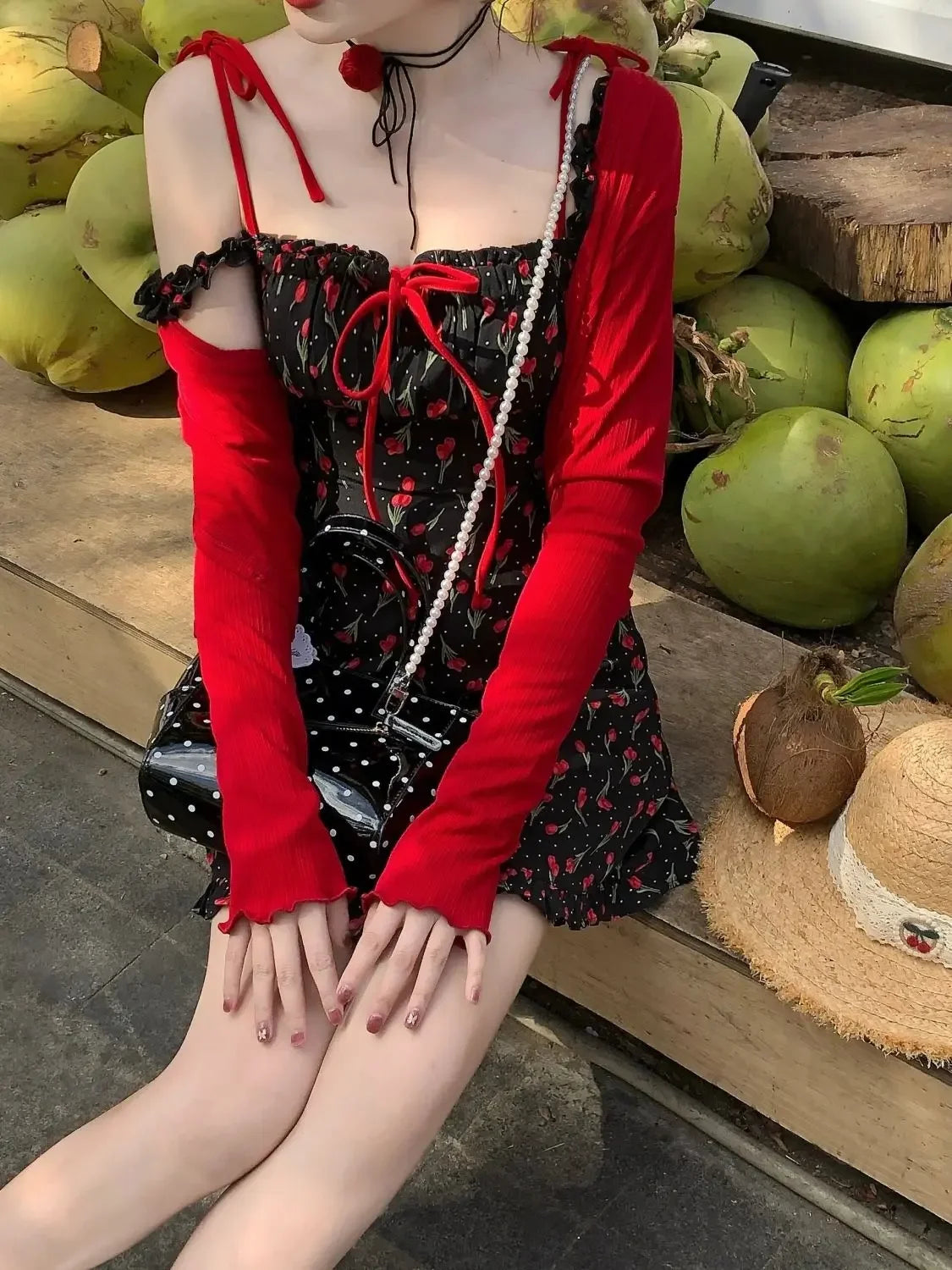 LIZAKOSHT  -  Korean Dress Women Sweet Bow Bandage Sleeveless Backless Robe Femme Floral Fashion Summer Mini Dresses Vestidos De Mujer