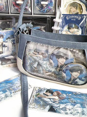 LIZAKOSHT  -  Japanese Fashion Casual Sweet Transparent Ita Bag Contrast Color Patchwork Denim Shoulder Crossbody Bags Trendy Y2k Handbags