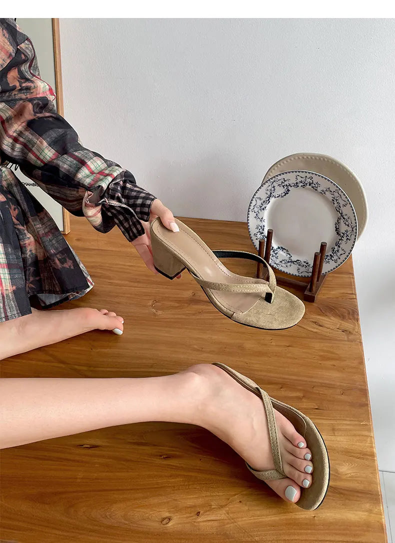 LIZAKOSHT  -  Designer Summer Women Clip Toe Slippers Fashion High Heels Stripper Party Pumps Mules Slide Shoes