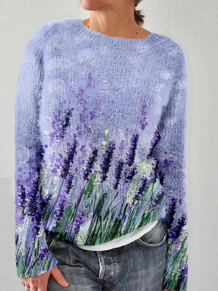 LIZAKOSHT  -  3D Print Women Sweater Pattern Pullover Casual Loose Knit Top Sweaters