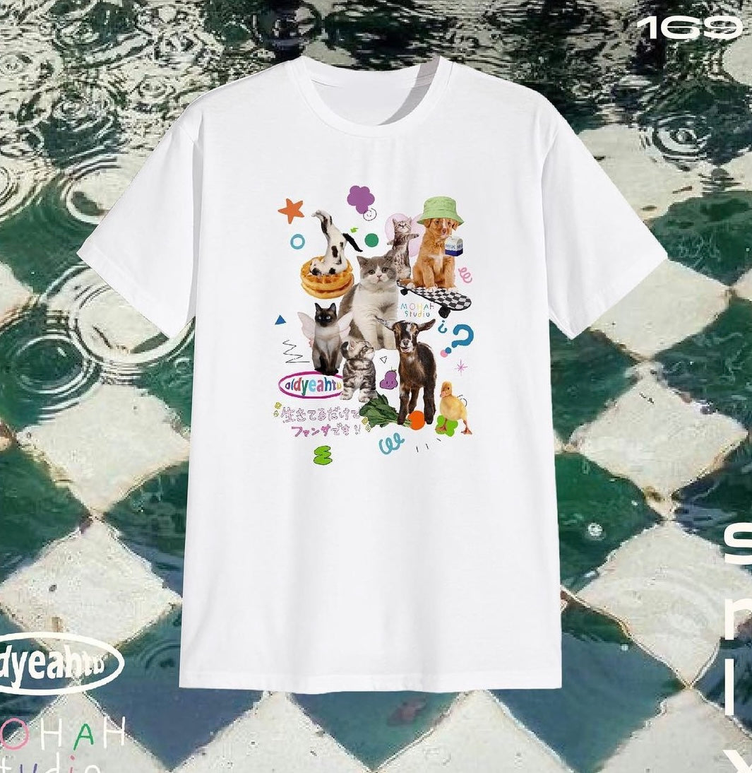 LIZAKOSHT  -  Cute Milk Cat Graphic T-Shirts for Women Oversized Retro Harajuku Fashion Streetwear Tee Shirt Y2k Aesthetic Female Tees Tops