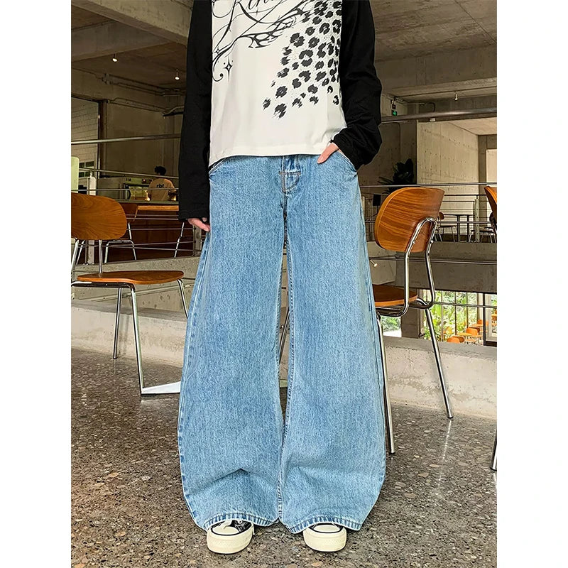 LIZAKOSHT  -  Summer Blue Jeans for Women's Y2K Retro Jeans niche high-end American Retro High Street Straight Leg Cleanfit Knife Pants
