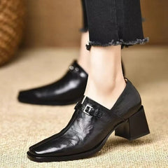 LIZAKOSHT  -  Women's Shoes British Style Low-Top Sharp-Toe Commuter Shoes Metal Buckle Anti-Slip Leisure Spring Autumn Seasonal Loafers Pumps
