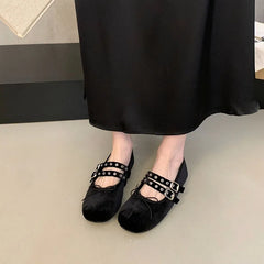 LIZAKOSHT  -  Soft Female Round Toe Footwear Women Mary Janes Lolita Shoes New Silk Fashion Buckle Strap Elegant Shallow Ladies Flats Shoes