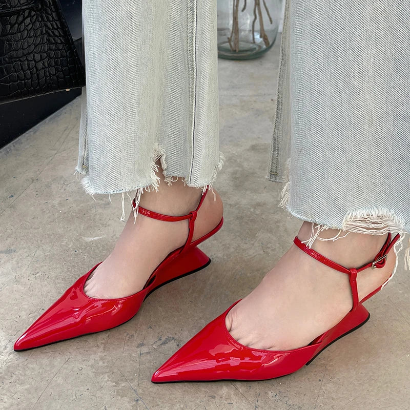 LIZAKOSHT  -  Fashion Wedges Shoes For Women Pointed Toe Female Footwear New 2025 Casual Ladies High Heels Sandals Slingbacks Heel Pumps