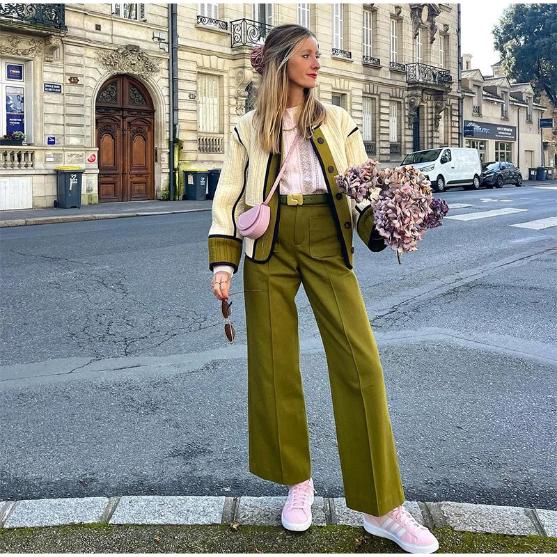 LIZAKOSHT  -  Casaul Patchwork Women Jacket Fashion O-neck Full Sleeve Single Breasted Pockets Coat 2025 Autumn Female Warm Street Wear
