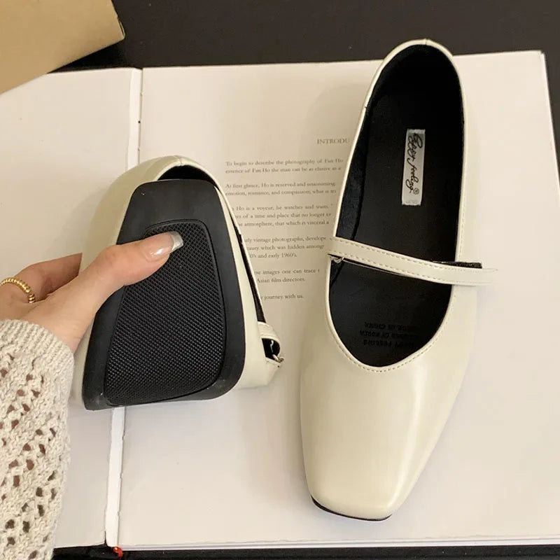 LIZAKOSHT  -  Autumn Women Flat Shoes Fashion Shallow Ladies Mary Jane Shoes Square Toe Soft Flat Heel Outdoor Casual Ballerina New Shoes