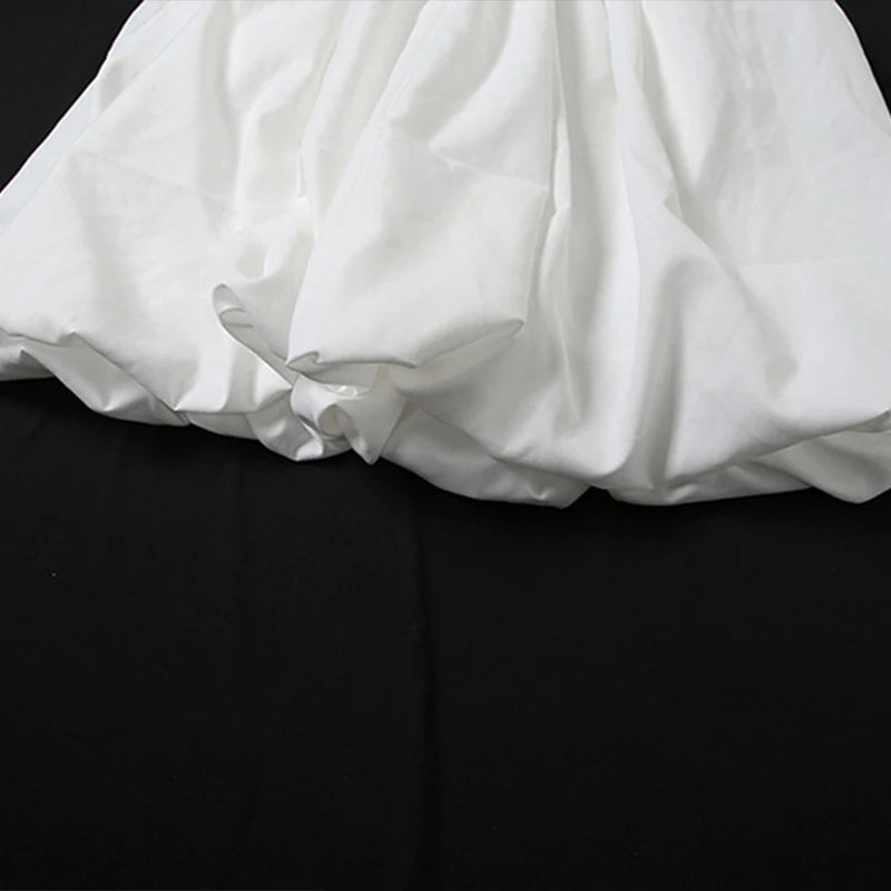 LIZAKOSHT  -  Fashion Cute Girl's Puffy Mini Dress Sleeveless Deep V Neck High Waist Pure Color Fluffy Summer Holiday Party Short Vestidos