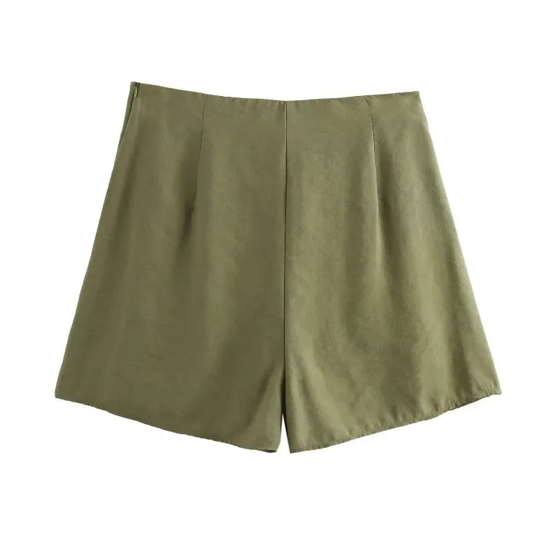 LIZAKOSHT  -  Women Solid Color Beach Mini Culottes New Fashion Asymmetric Knot High Waist Loose Skirt Culottes for Women Clothes Culottes