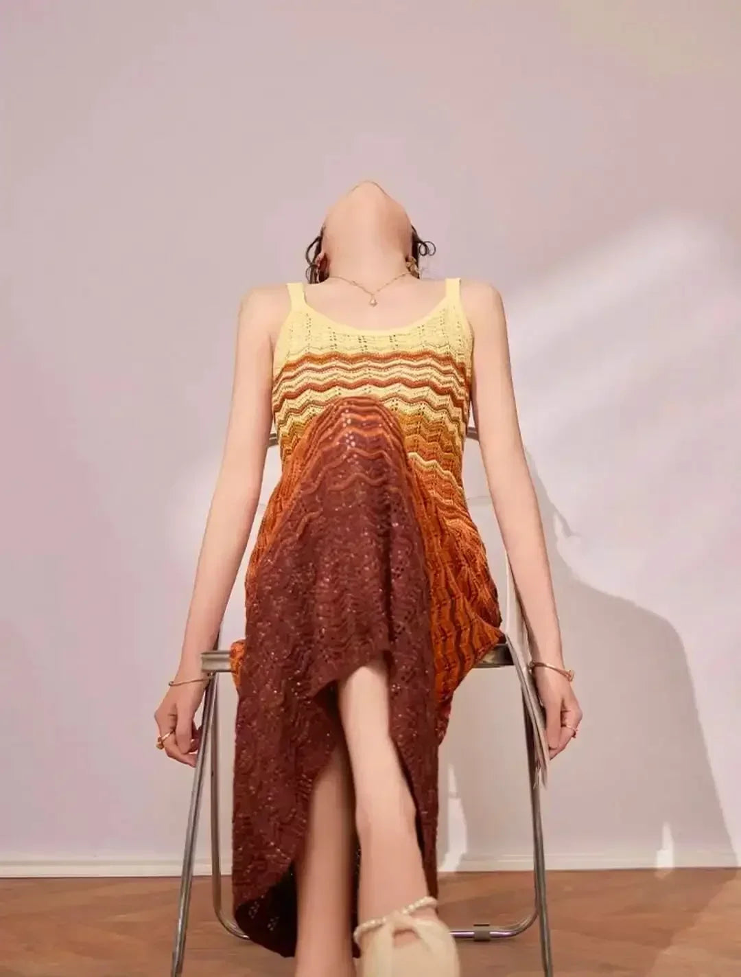 LIZAKOSHT  -  Knit Women Colorful Slip Long Casual Dress Square Collar Sleeveless Off-shoulder Slim Dresses Lady New Holiday Beach Gowns