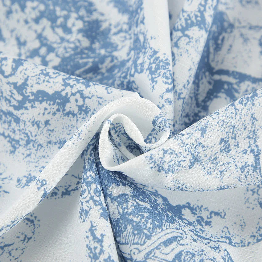 LIZAKOSHT  -  Chic Summer Women Stand Collar Flowers Printed Shirt Short Sleeved Floral Blouses Slim Fit Tops + A-Line Pleated Skirt 2Pcs Set