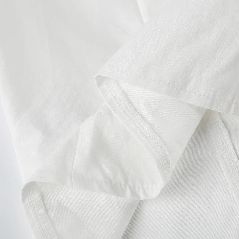 LIZAKOSHT  -  Casual Solid Tee Shirts for Women Turn-down Collar Button Up Corset Blouses Korean Short Sleeves Fashion Cute Tops