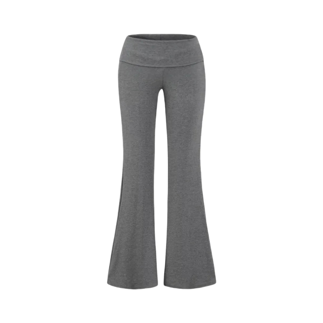 LIZAKOSHT  -  Women Folded  Low Waist  Cotton Jersey Foldover Pant Soot