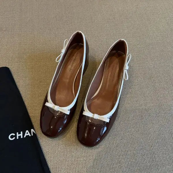 LIZAKOSHT  -  Shallow Mouth Low Heels PU Rubber Slides Hoof Low Heels Shallow Mouth Rubber PU Slides